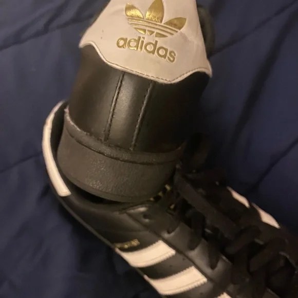 Adidas Originals Superstar Shelltoe Core Black White Gold Men’s Sz 12.5.Preowned - Picture 5 of 7